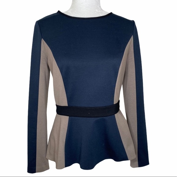 JAYGODFREY Colorblocked Peplum Long Sleeved Top - Picture 2 of 6